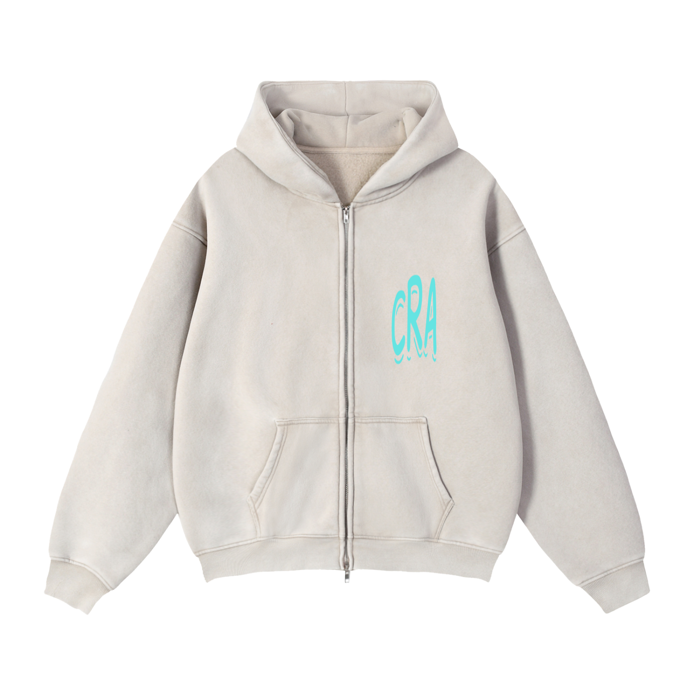 Zip-Through Boxy Fleece Hoodie